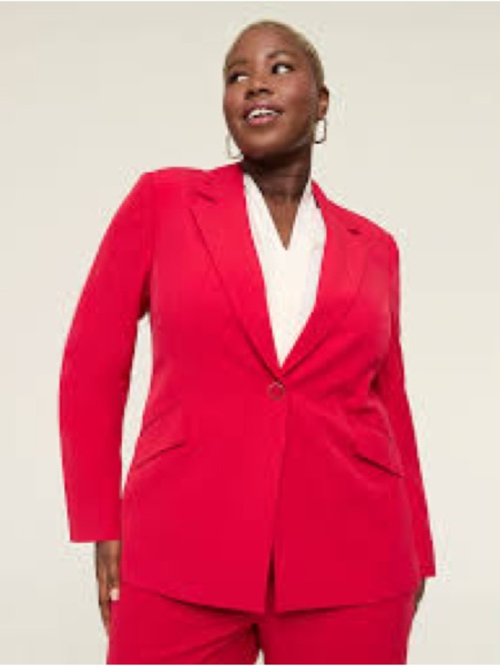 Lane Bryant Red Single-Button Notch Lapel Blazer